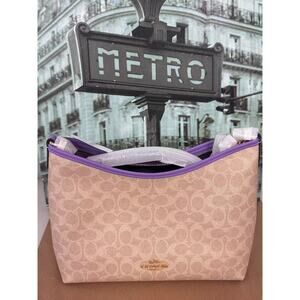 Coach CV975 Laurel Shoulder Bag In Signature Canvas IN SAND/IRIS